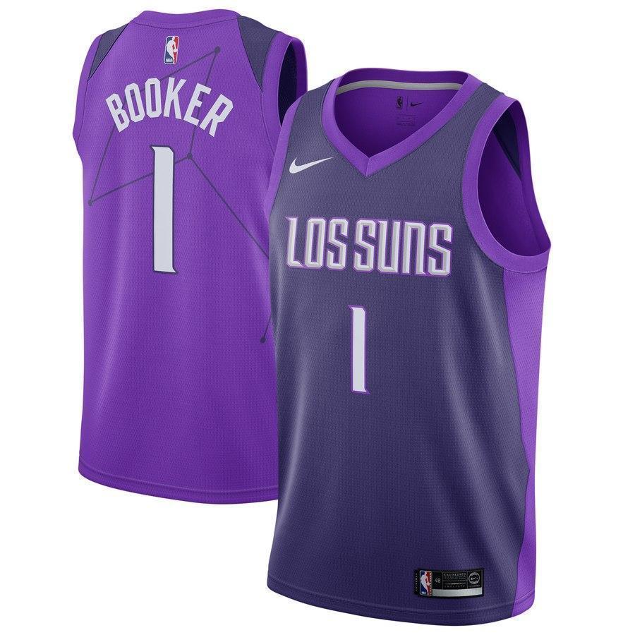 1-Devin Booker Phoenix Suns Swingman Jersey Purple - City Edition