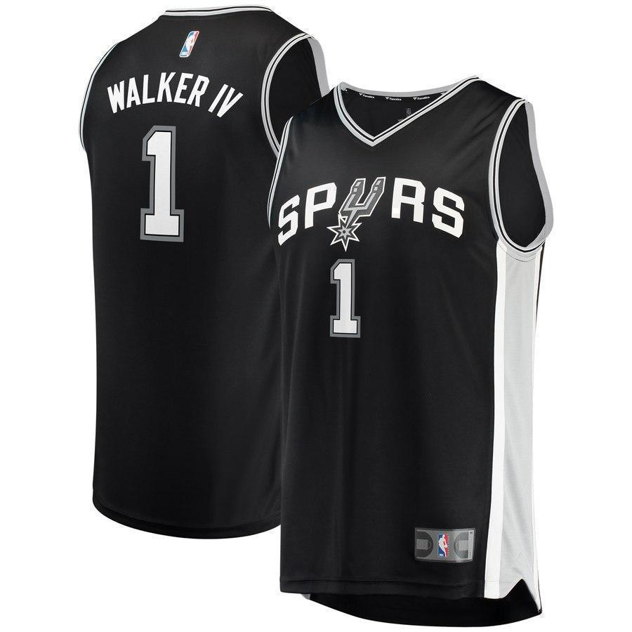 1-Lonnie Walker San Antonio Spurs  Jersey - Icon Edition - Black