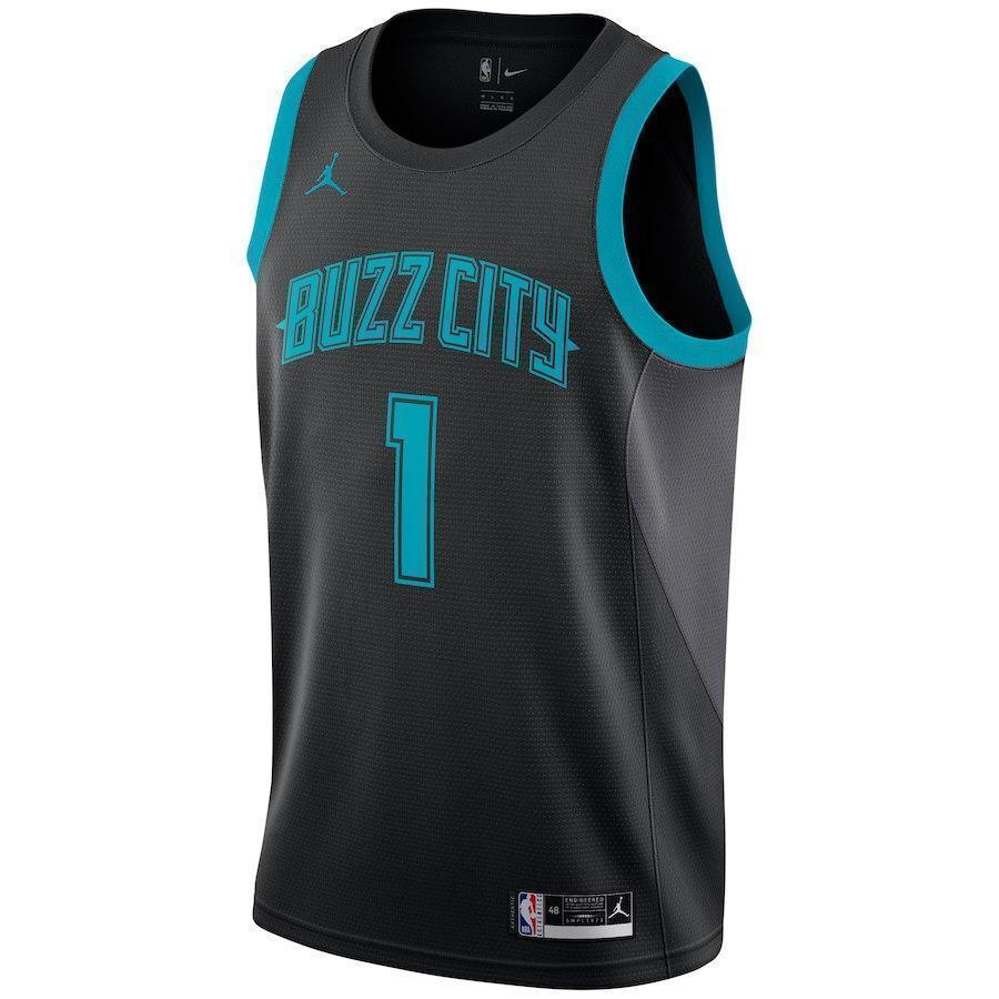 1-Malik Monk Charlotte Hornets  Swingman Jersey – City Edition – Black