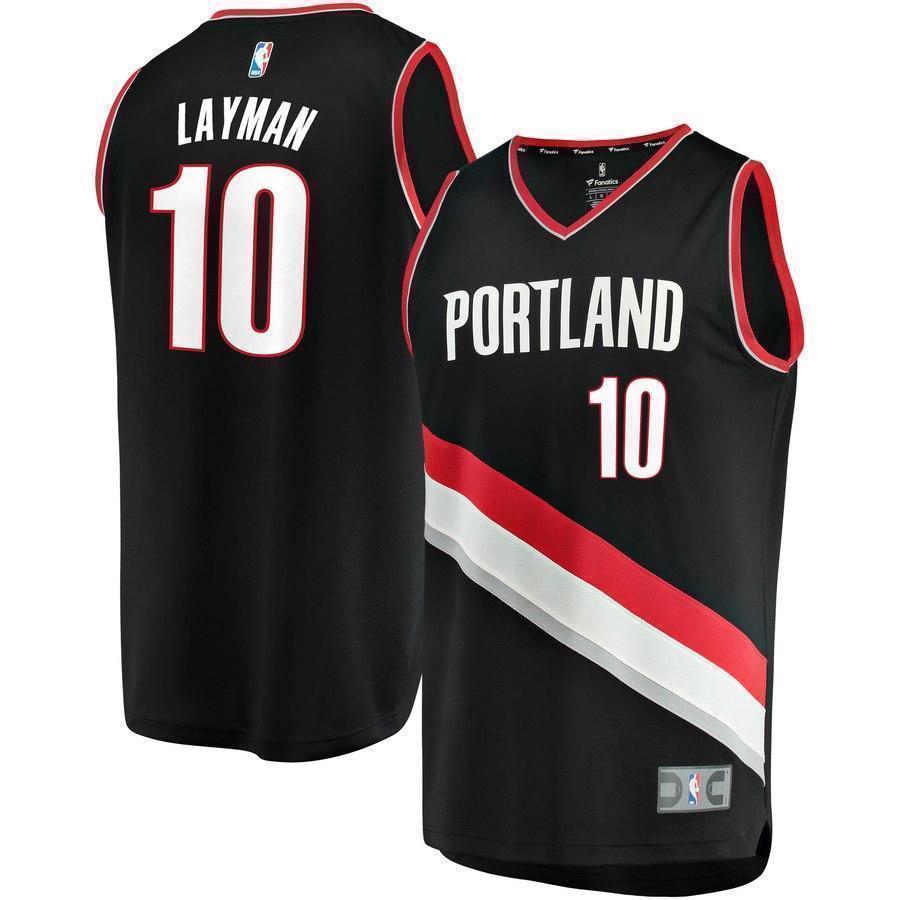 10-Jake Layman Portland Trail Blazers  Jersey Black - Icon Edition