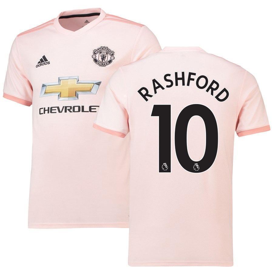 10-Marcus Rashford Manchester United Away Soccer Jersey 2018-19 – Coral