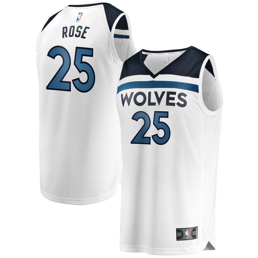 25-Derrick Rose Minnesota Timberwolves  Jersey- Association Edition – White