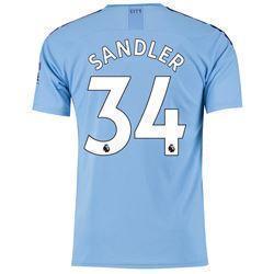 Sandler 34 Manchester City Home Soccer Jersey 2019-20