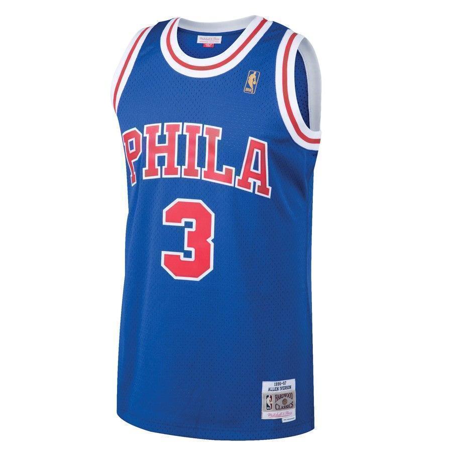 3-Allen Iverson Philadelphia 76ers  1996-97 Hardwood Classics Swingman Jersey - Royal