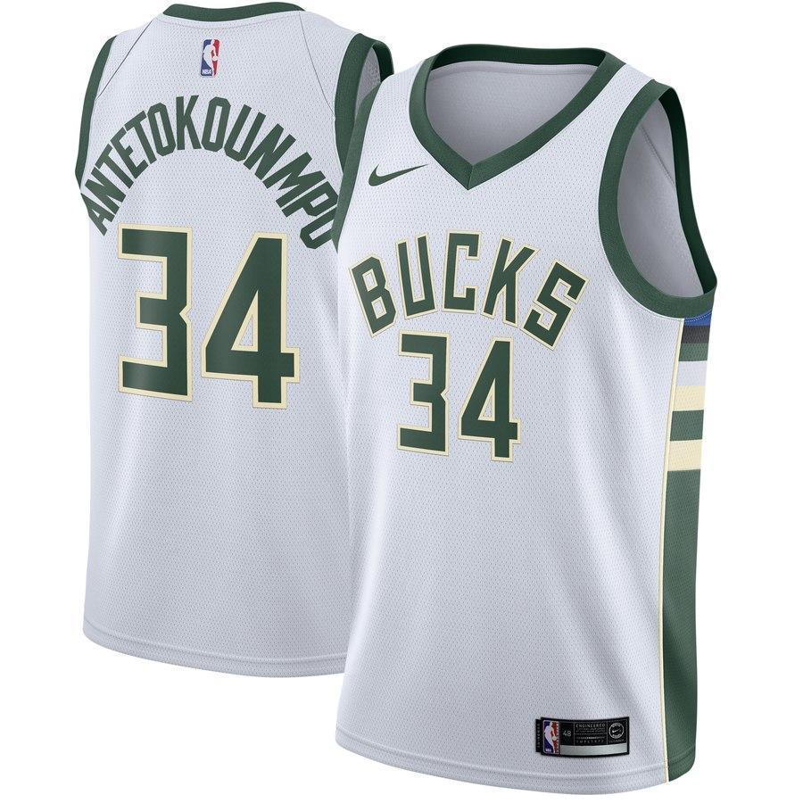 34-Giannis Antetokounmpo Milwaukee Bucks Swingman Jersey White - Association Edition