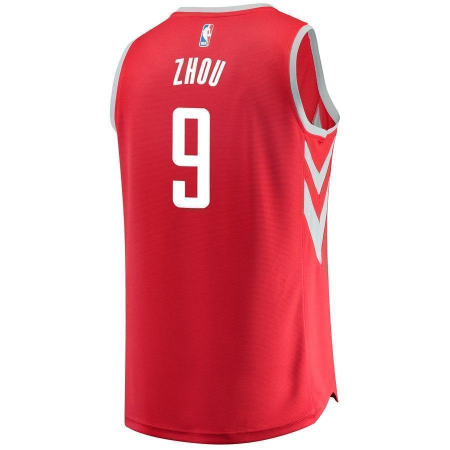 9-Zhou Qi Houston Rockets Jersey - Icon Edition - Red