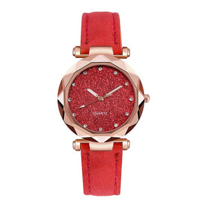 Casual Women Romantic Starry Sky Wrist Watch Leather Rhinestone Designer