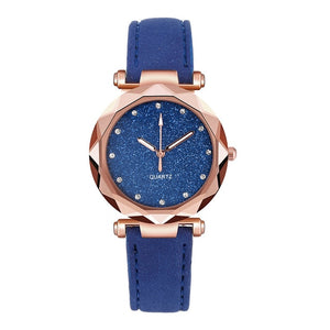 Casual Women Romantic Starry Sky Wrist Watch Leather Rhinestone Designer