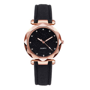 Casual Women Romantic Starry Sky Wrist Watch Leather Rhinestone Designer