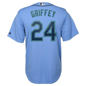 Ken Griffey Jr. Seattle Mariners Majestic Alternate Official Cool Base Replica Player Jersey - Cream/Light Blue