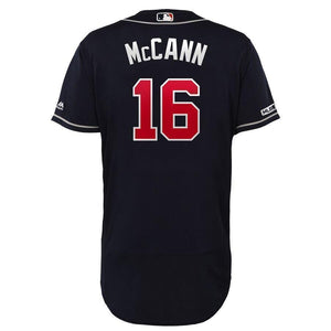 Brian McCann Atlanta Braves Majestic Alternate Collection Flex Base Player Jersey – Navy/Scarlet