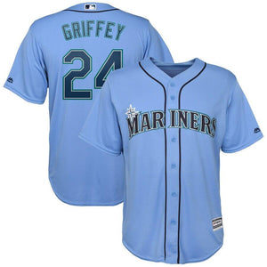 Ken Griffey Jr. Seattle Mariners Majestic Alternate Official Cool Base Replica Player Jersey - Cream/Light Blue