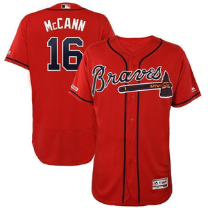 Brian McCann Atlanta Braves Majestic Alternate Collection Flex Base Player Jersey – Navy/Scarlet