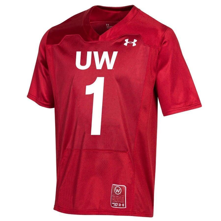 #1 Wisconsin Badgers Under Armour College Football 150th Anniversary Replica Jersey - Red