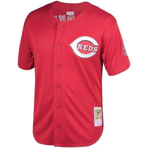 Barry Larkin Cincinnati Reds Mitchell & Ness Fashion Cooperstown Collection Mesh Batting Practice Jersey - Red