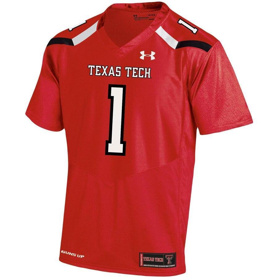 #1 Texas Tech Red Raiders Under Armour Replica Football Jersey - Red