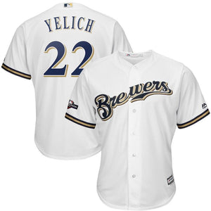 Christian Yelich Milwaukee Brewers Majestic 2019 Postseason Official Cool Base Player Jersey - White