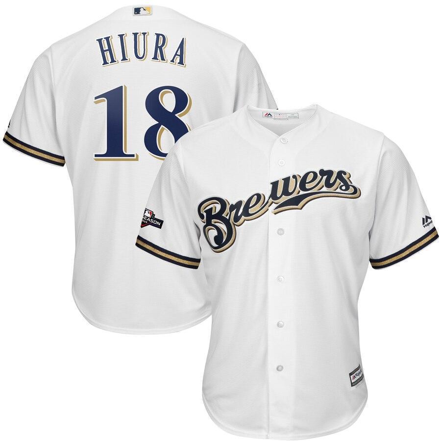 Keston Hiura Milwaukee Brewers Majestic 2019 Postseason Official Cool Base Player Jersey - White