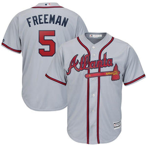 Freddie Freeman Atlanta Braves Majestic Official Cool Base Player Jersey – Gray/Red