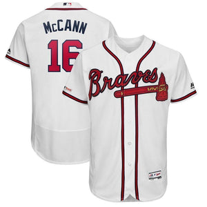 Brian McCann Atlanta Braves Majestic Alternate Collection Flex Base Player Jersey – Scarlet/White