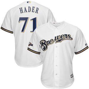 Josh Hader Milwaukee Brewers Majestic 2019 Postseason Official Cool Base Player Jersey - White