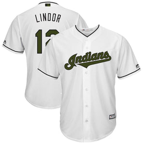 Francisco Lindor Cleveland Indians Majestic 2018 Memorial Day Cool Base Player Jersey - White