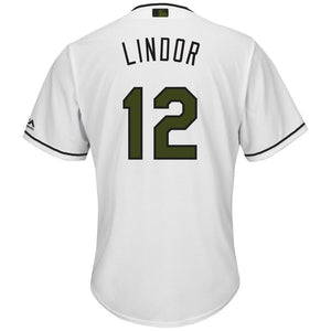 Francisco Lindor Cleveland Indians Majestic 2018 Memorial Day Cool Base Player Jersey - White