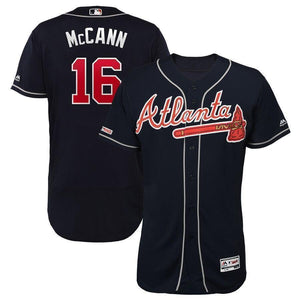 Brian McCann Atlanta Braves Majestic Alternate Collection Flex Base Player Jersey – Navy/Scream