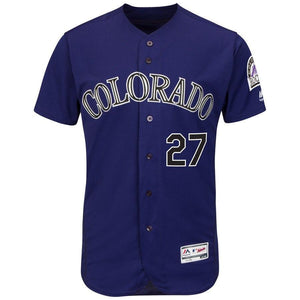 Trevor Story Colorado Rockies Majestic Alternate Flex Base Collection Player Jersey - Purple