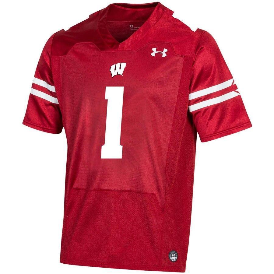 #1 Wisconsin Badgers Under Armour Replica Football Jersey - Red