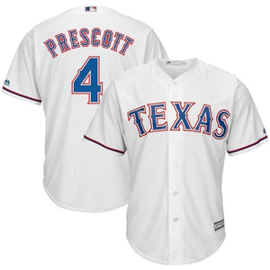 Dak Prescott Texas Rangers Majestic NFL x MLB Crossover Cool Base Player Jersey - White