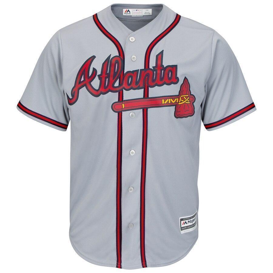 Freddie Freeman Atlanta Braves Majestic Official Cool Base Player Jersey – Gray/Red