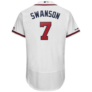 Dansby Swanson Atlanta Braves Majestic 2019 Home Collection Flex Base Player Jersey – White