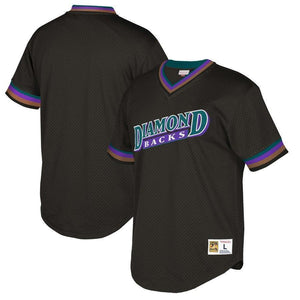 Arizona Diamondbacks Mitchell & Ness Big & Tall Cooperstown Collection Mesh Wordmark V-Neck Jersey – Black