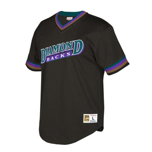 Arizona Diamondbacks Mitchell & Ness Big & Tall Cooperstown Collection Mesh Wordmark V-Neck Jersey – Black