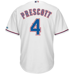 Dak Prescott Texas Rangers Majestic NFL x MLB Crossover Cool Base Player Jersey - White