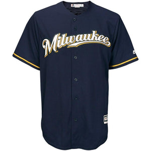 Christian Yelich Milwaukee Brewers Majestic Alternate Official Cool Base Player Jersey - Navy