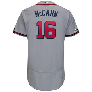 Brian McCann Atlanta Braves Majestic Road Collection Flex Base Player Jersey – Gray