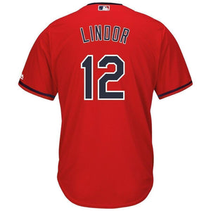 Francisco Lindor Cleveland Indians Majestic Alternate 2019 Cool Base Player Jersey – Scarlet/White