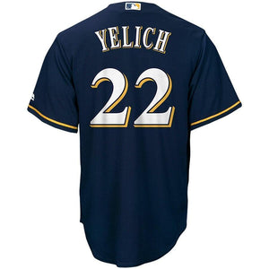 Christian Yelich Milwaukee Brewers Majestic Alternate Official Cool Base Player Jersey - Navy