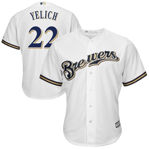 Christian Yelich Milwaukee Brewers Majestic Official Cool Base Player Jersey - White