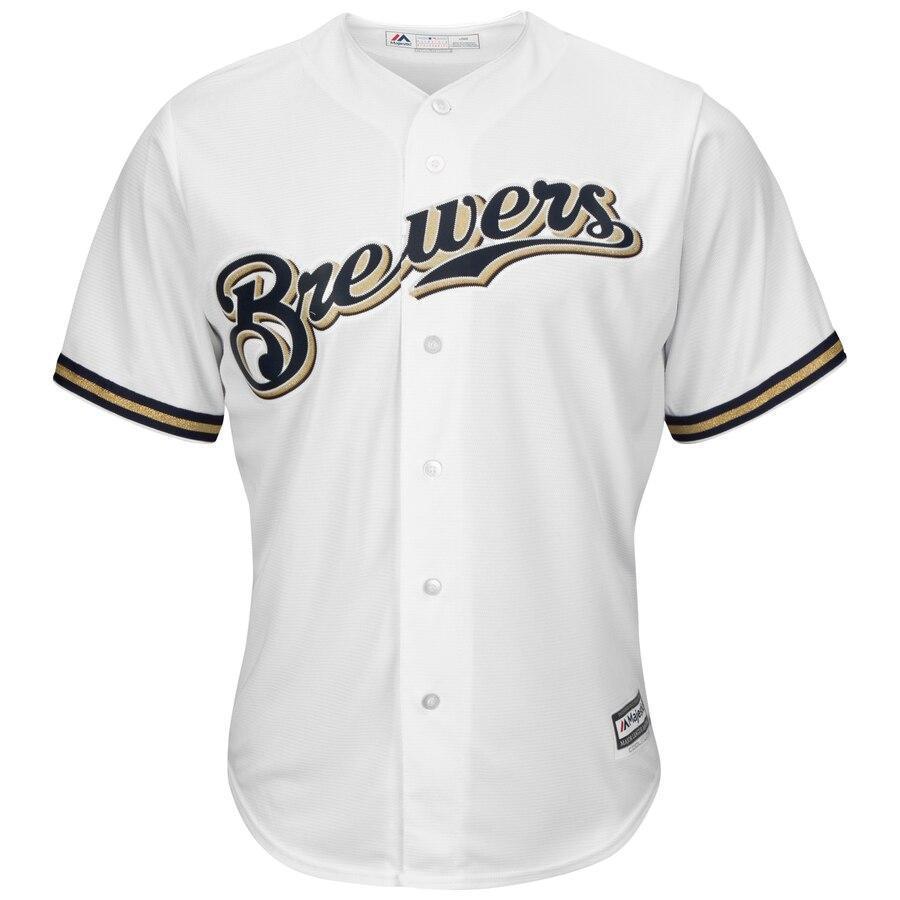 Christian Yelich Milwaukee Brewers Majestic Official Cool Base Player Jersey - White