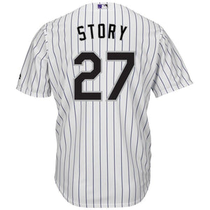 Trevor Story Colorado Rockies Majestic Home Official Cool Base Player Jersey - White/Purple