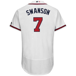 Dansby Swanson Atlanta Braves Majestic Home Flex Base Collection Player Jersey - White/Scarlet