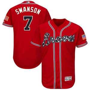 Dansby Swanson Atlanta Braves Majestic Home Flex Base Collection Player Jersey - White/Scarlet