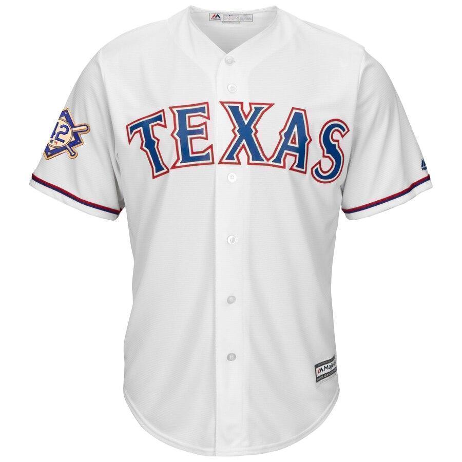 Texas Rangers Majestic 2019 Jackie Robinson Day Official Cool Base Jersey – White