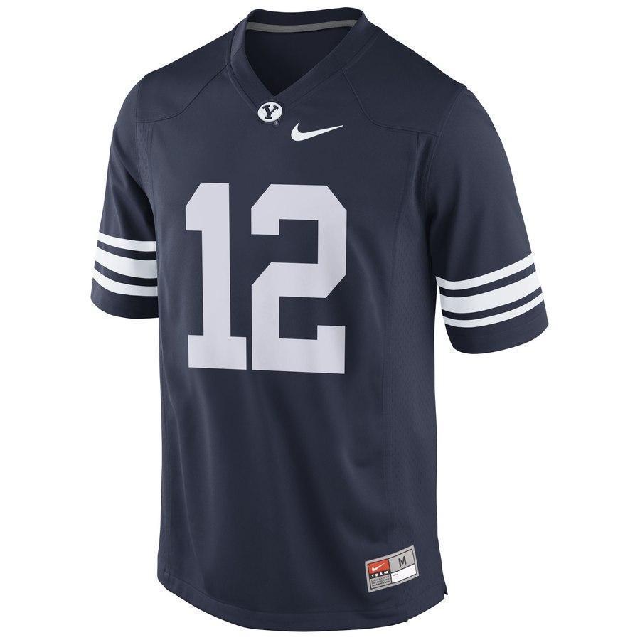 #12 BYU Cougars Game Football Jersey - Navy