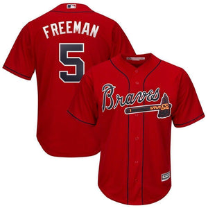 Freddie Freeman Atlanta Braves Majestic Official Cool Base Player Jersey – Gray/Red