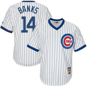 Ernie Banks Chicago Cubs Majestic Big & Tall Cooperstown Collection Cool Base Replica Player Jersey - White/Royal