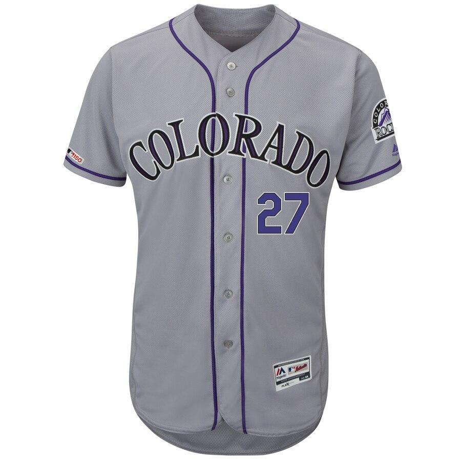 Trevor Story Colorado Rockies Majestic Road Collection Flex Base Player Jersey – Gray/White